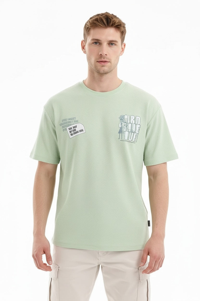 Men Mist Typography Printed Round Neck T-shirt