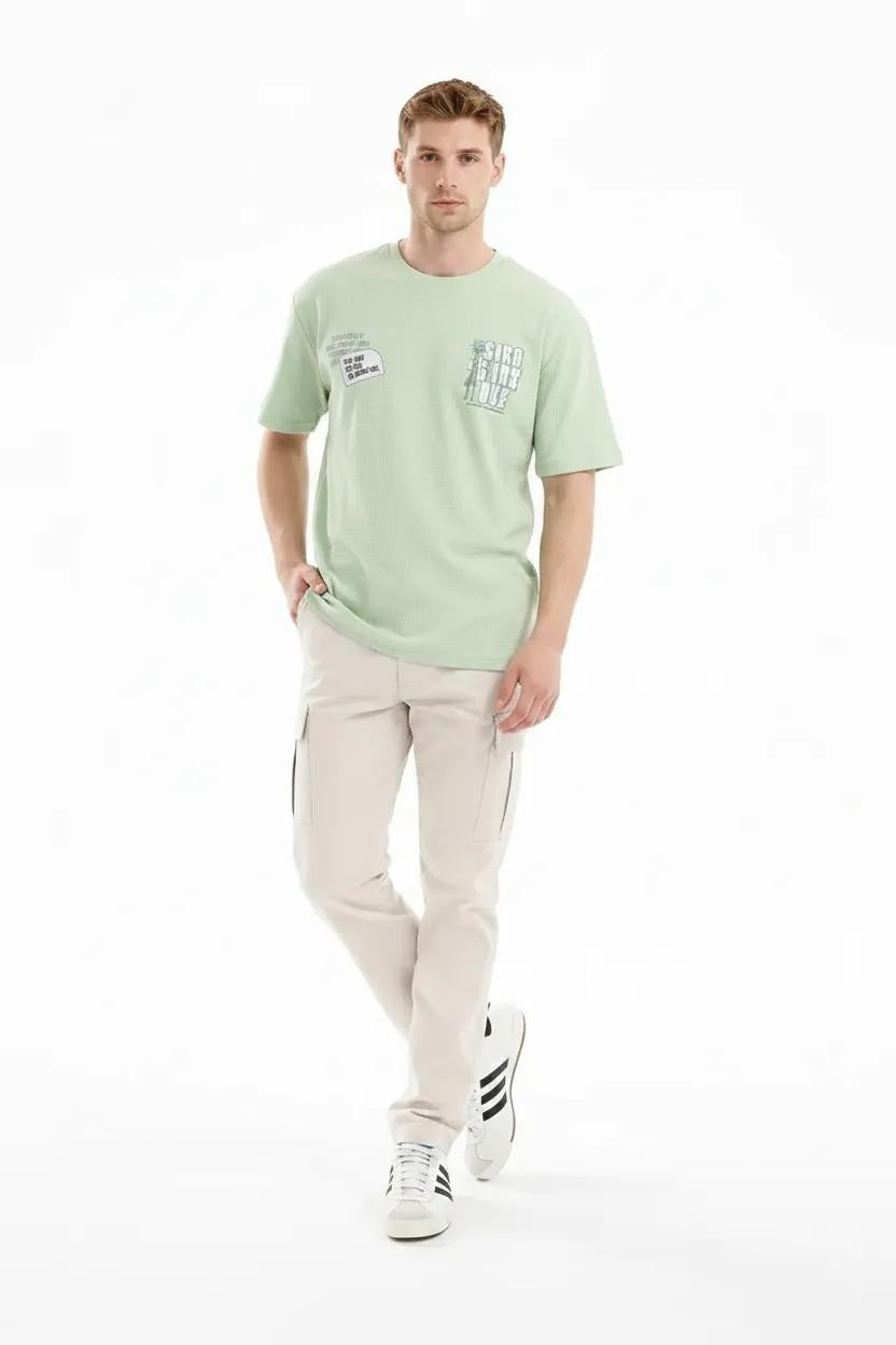 Men Mist Typography Printed Round Neck T-shirt