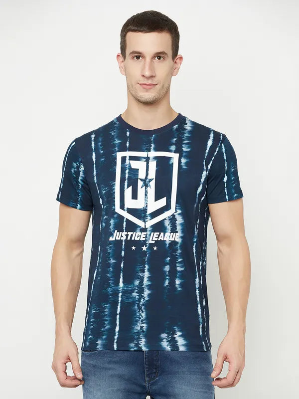 Octave Men Blue Typography Printed Raw Edge T-Shirt