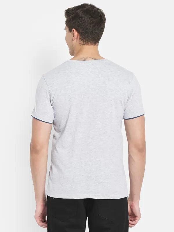Octave Men Grey Typography Printed T-Shirt