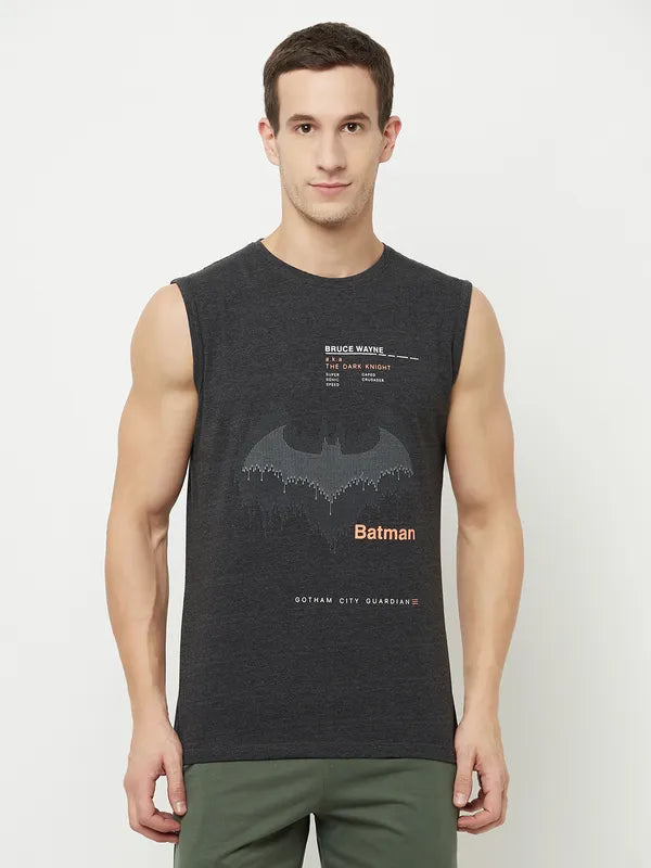 Octave Men Black Batman Printed T-Shirt