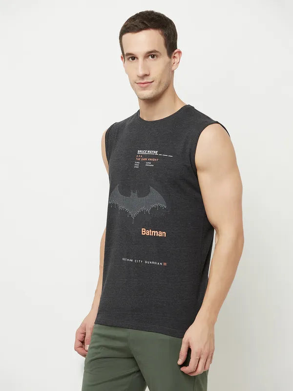 Octave Men Black Batman Printed T-Shirt