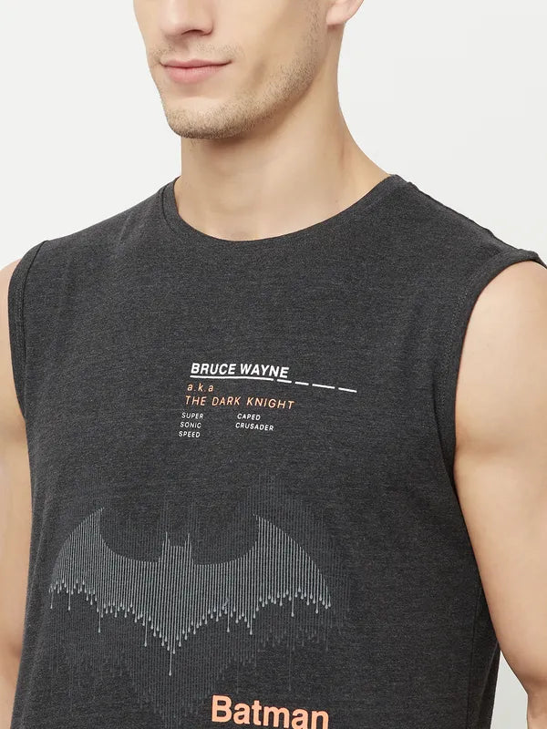 Octave Men Black Batman Printed T-Shirt