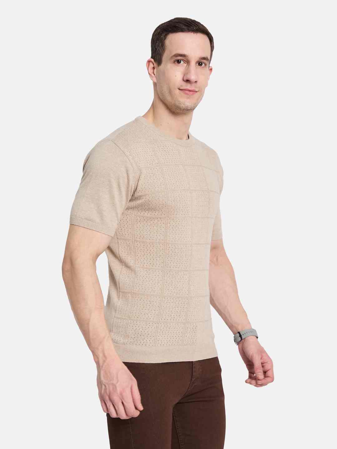 METTLE Men Checked T-shirt