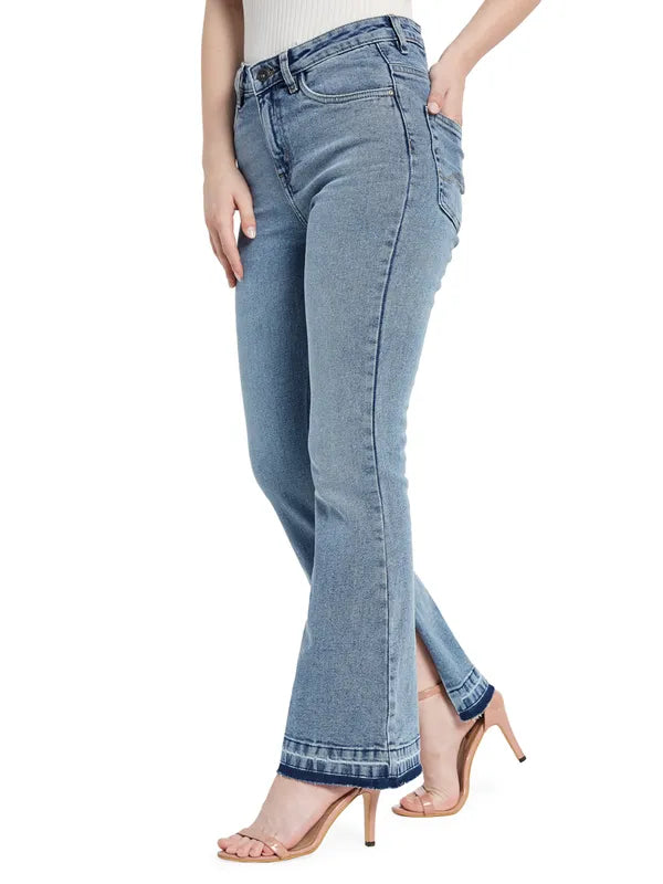 Bootcut High Jeans With Side Cut