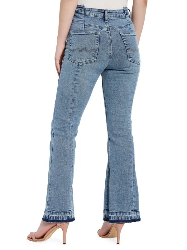 Bootcut High Jeans With Side Cut