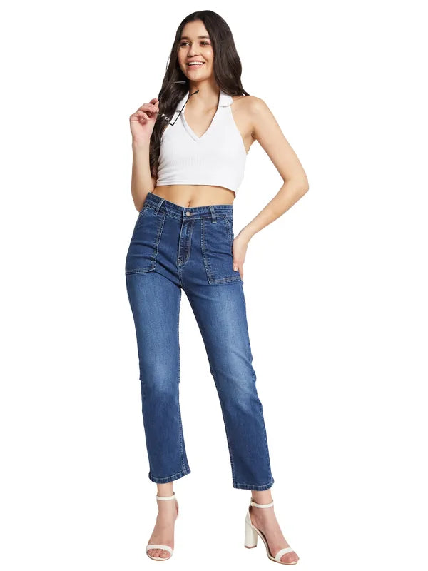 Mettle Women Straight Fit Light Fade Stretchable Jeans