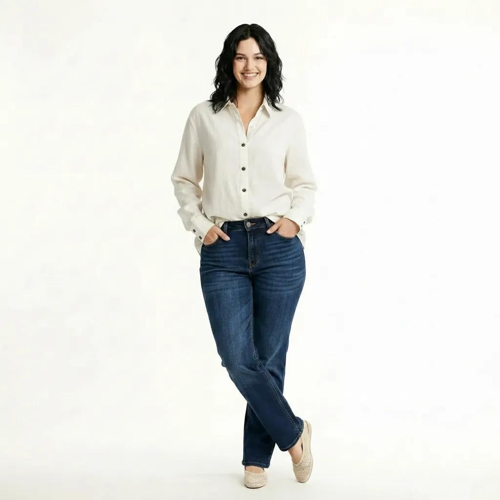 Women Dark Blue Bootcut Mid-Rise Light Fade Stretchable Jeans