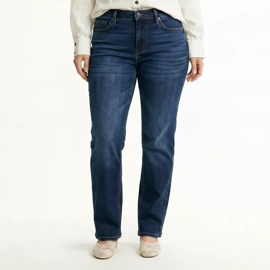 Women Dark Blue Bootcut Mid-Rise Light Fade Stretchable Jeans
