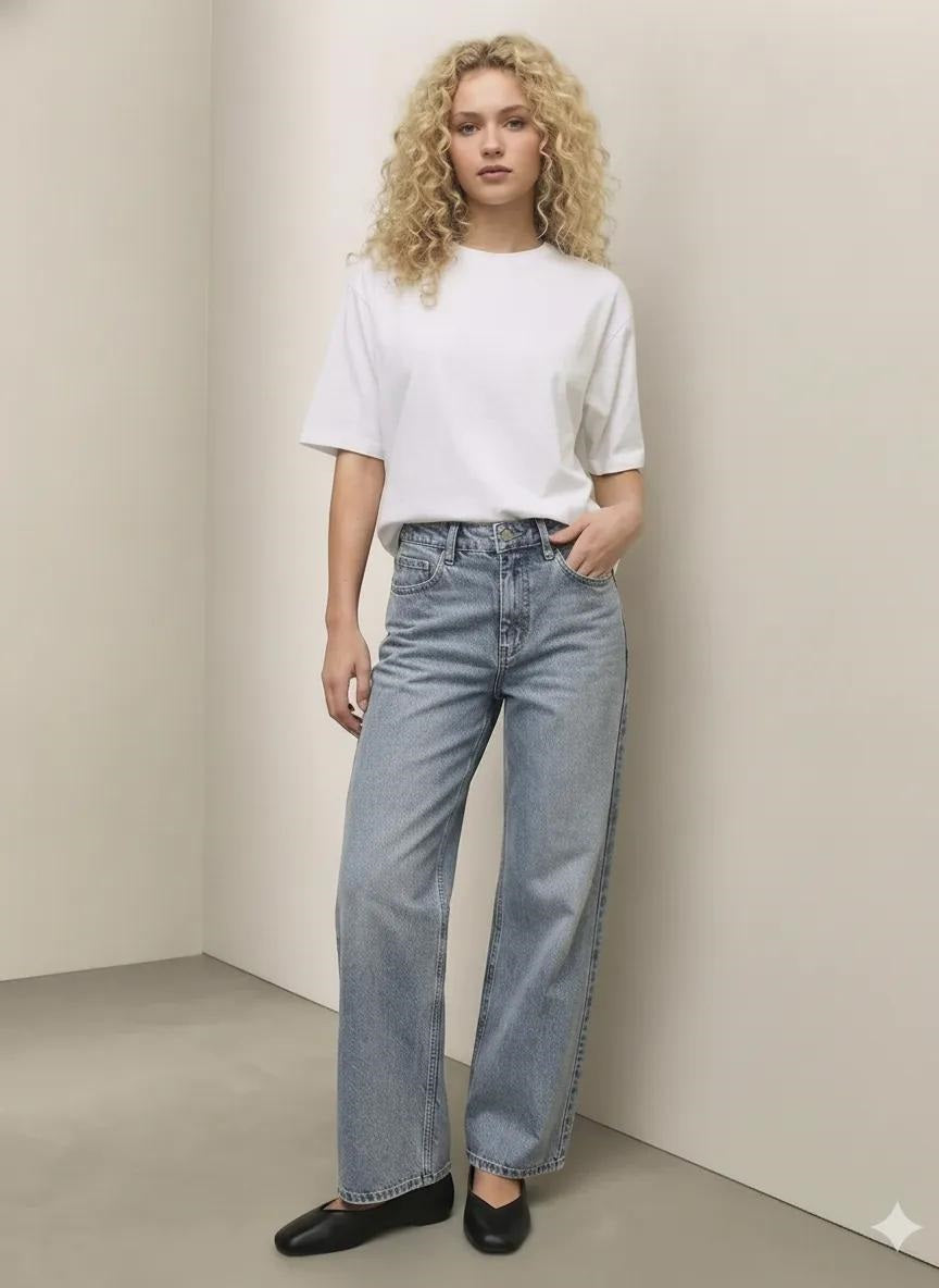 Women Medium Blue Straight Fit Mid-Rise Stretchable Jeans