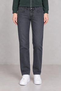 Women’s Charcoal Denim Jeans – Straight Fit Mid-Rise Everyday Jeans