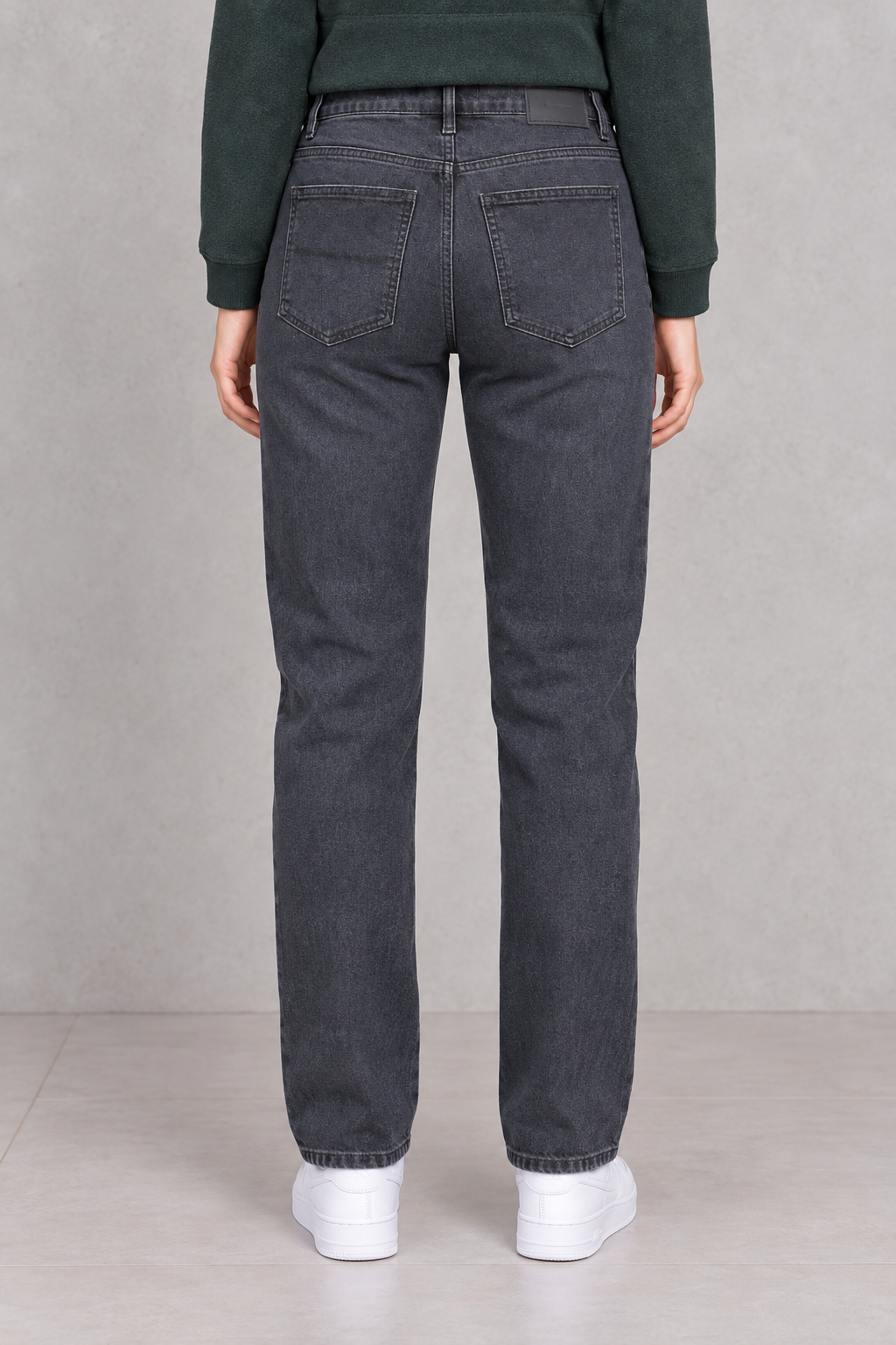 Women’s Charcoal Denim Jeans – Straight Fit Mid-Rise Everyday Jeans