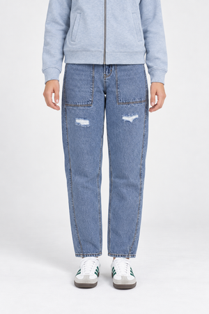 Women’s Rugged Blue High Rise Straight Fit Jeans |