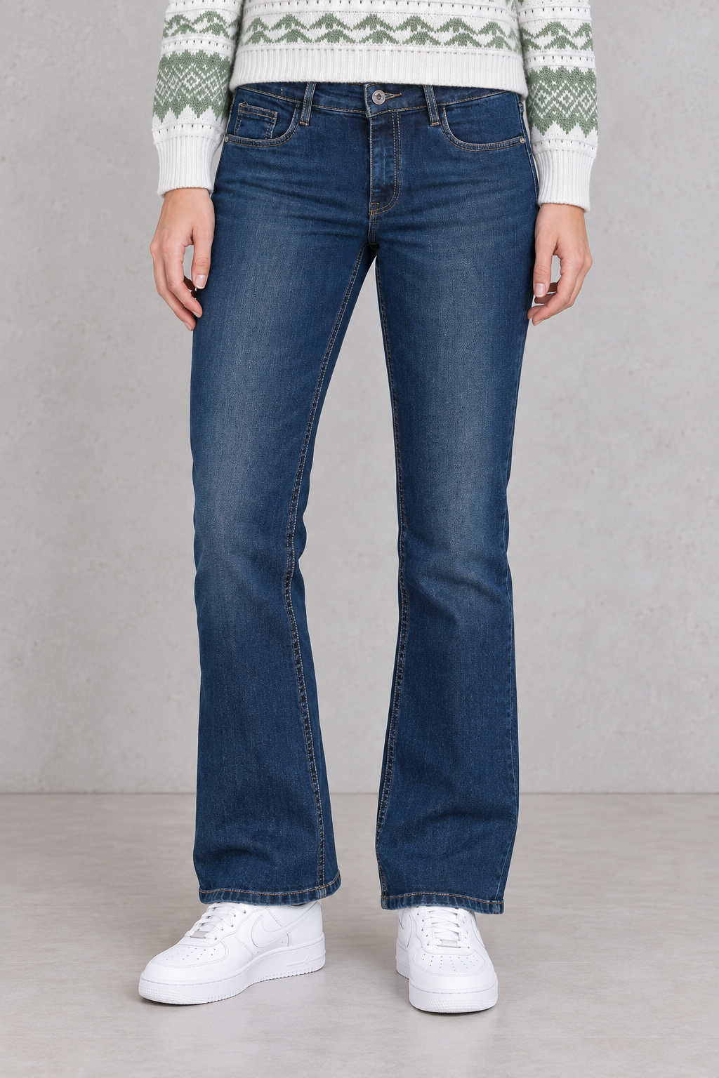 Women’s Deep Forest Denim Bootcut Jeans – High Rise Regular Comfort Fit