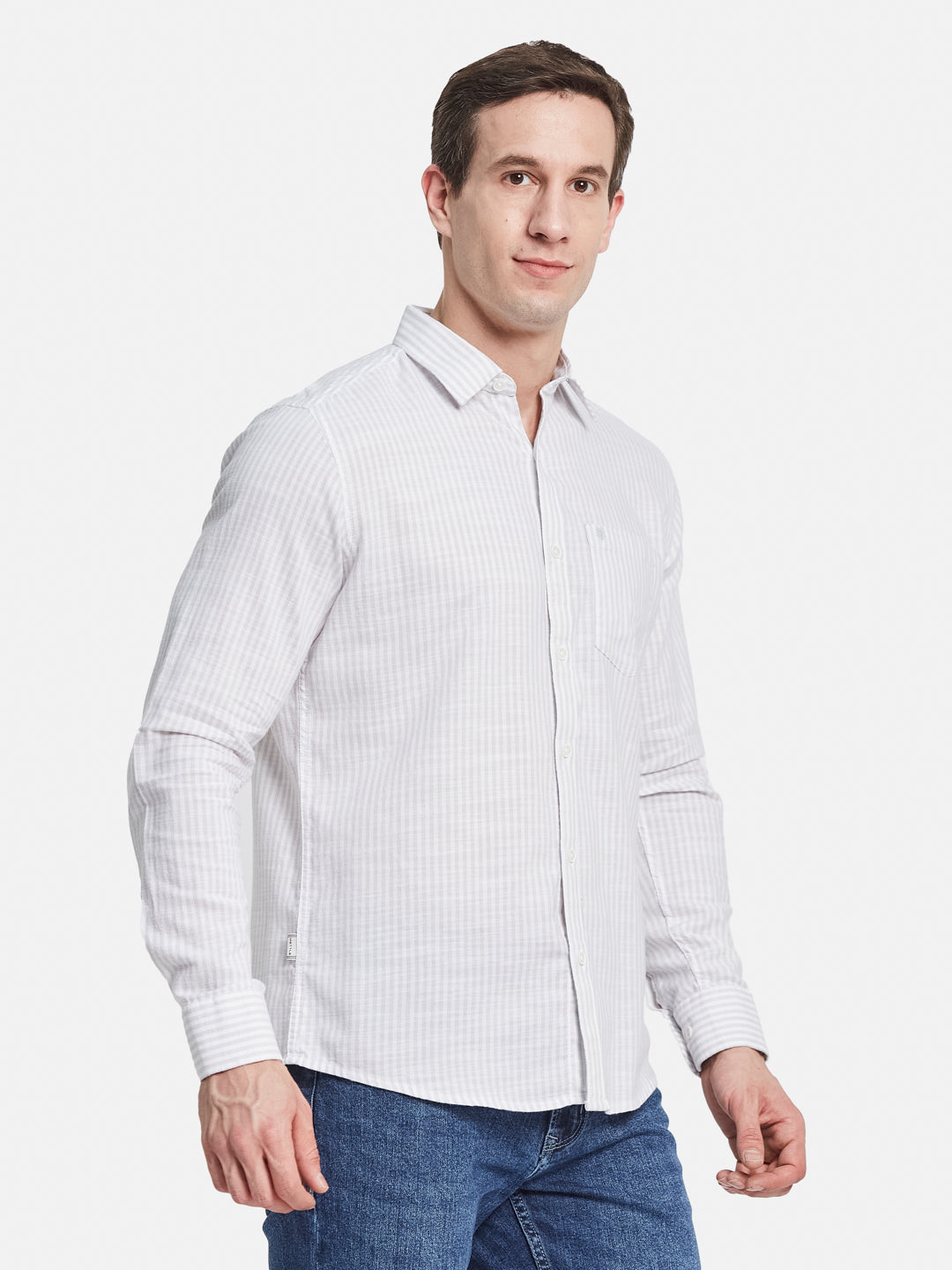 METTLE Men Multi Striped Regular Fit Casual Cotton Shirt