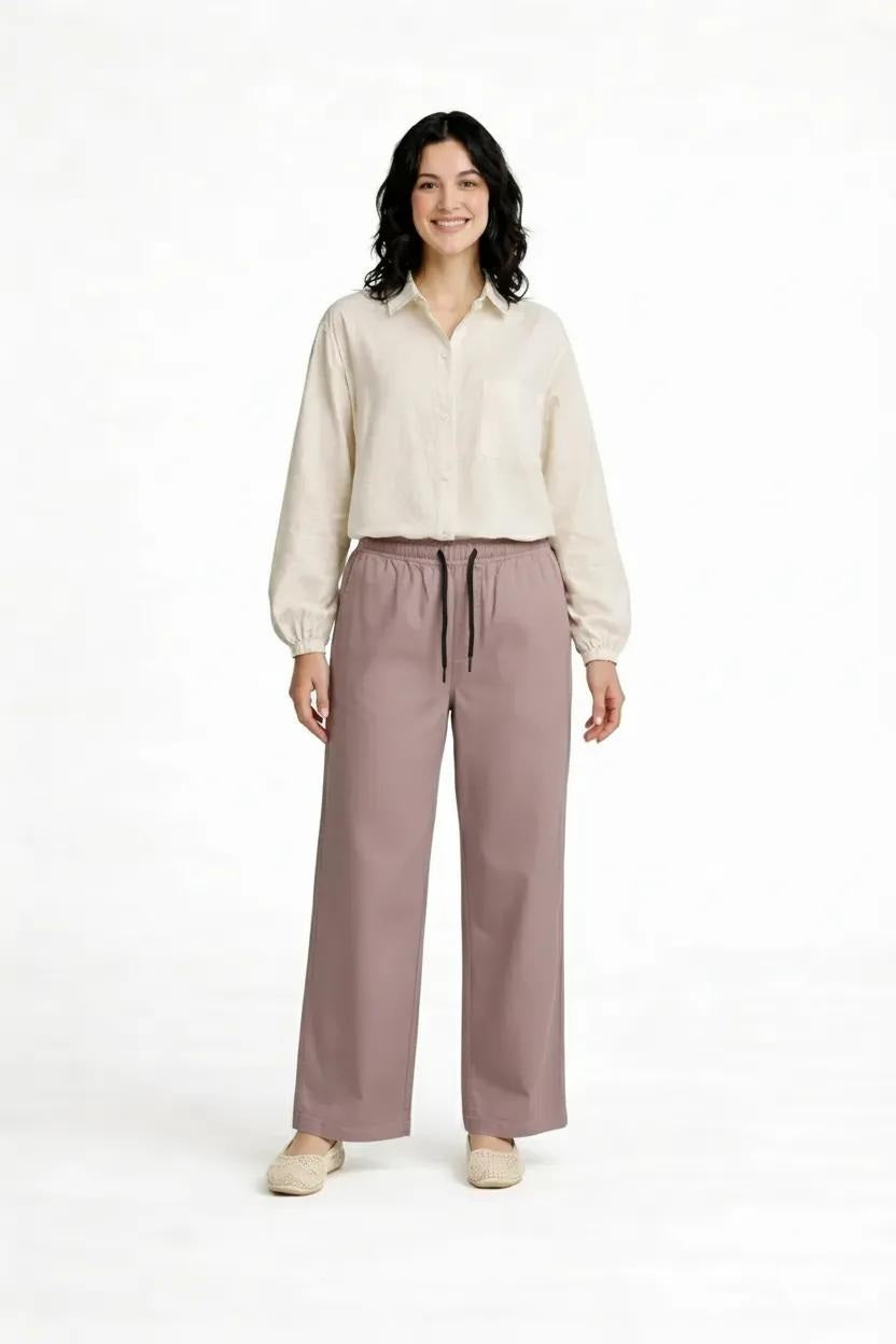 METTLE Women Suede Pink Regular Fit Track Pants