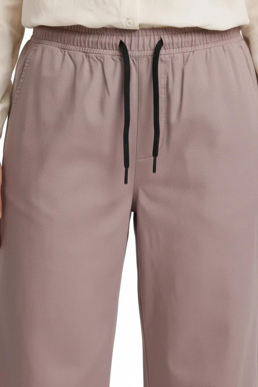METTLE Women Suede Pink Regular Fit Track Pants
