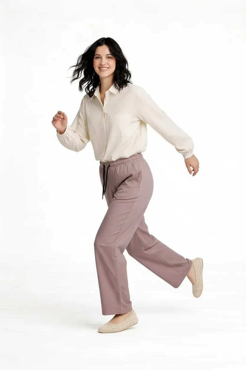 METTLE Women Suede Pink Regular Fit Track Pants