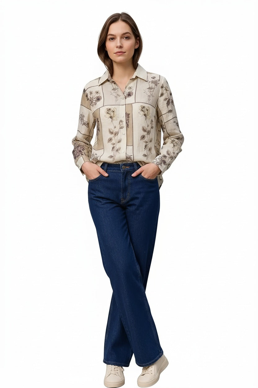 Women Graphic Polo Neck Shirt