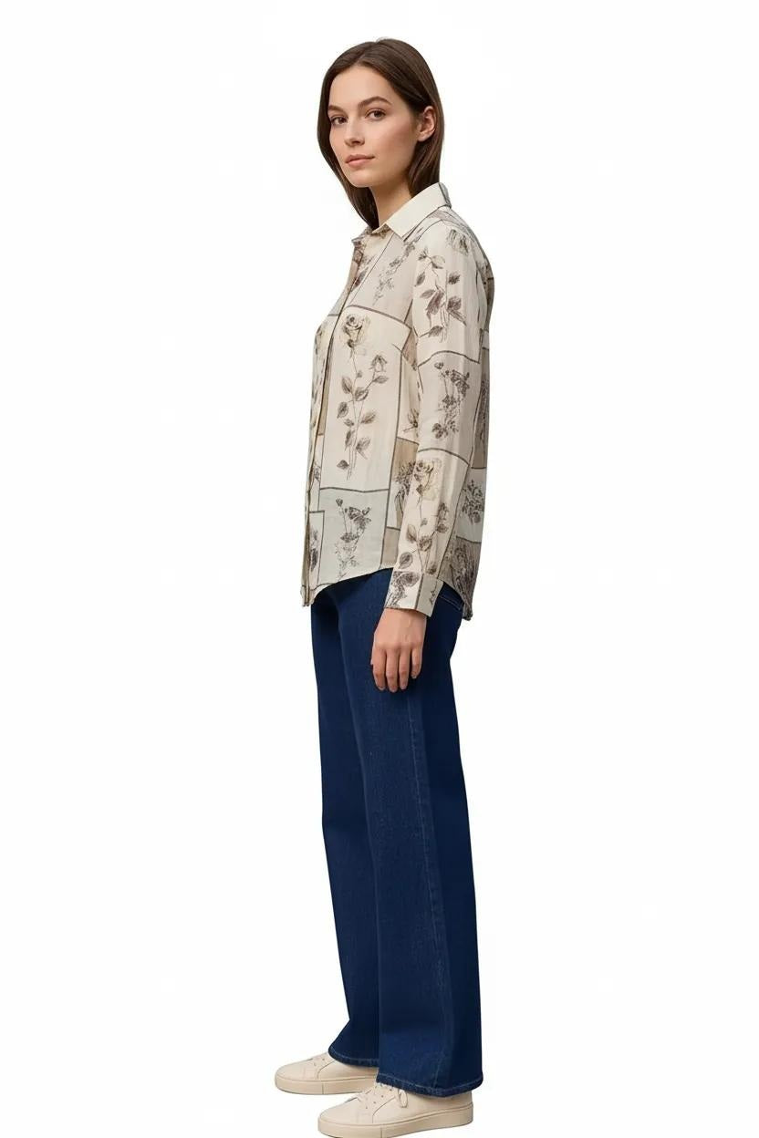 Women Lilac Graphic Polo Neck Shirt