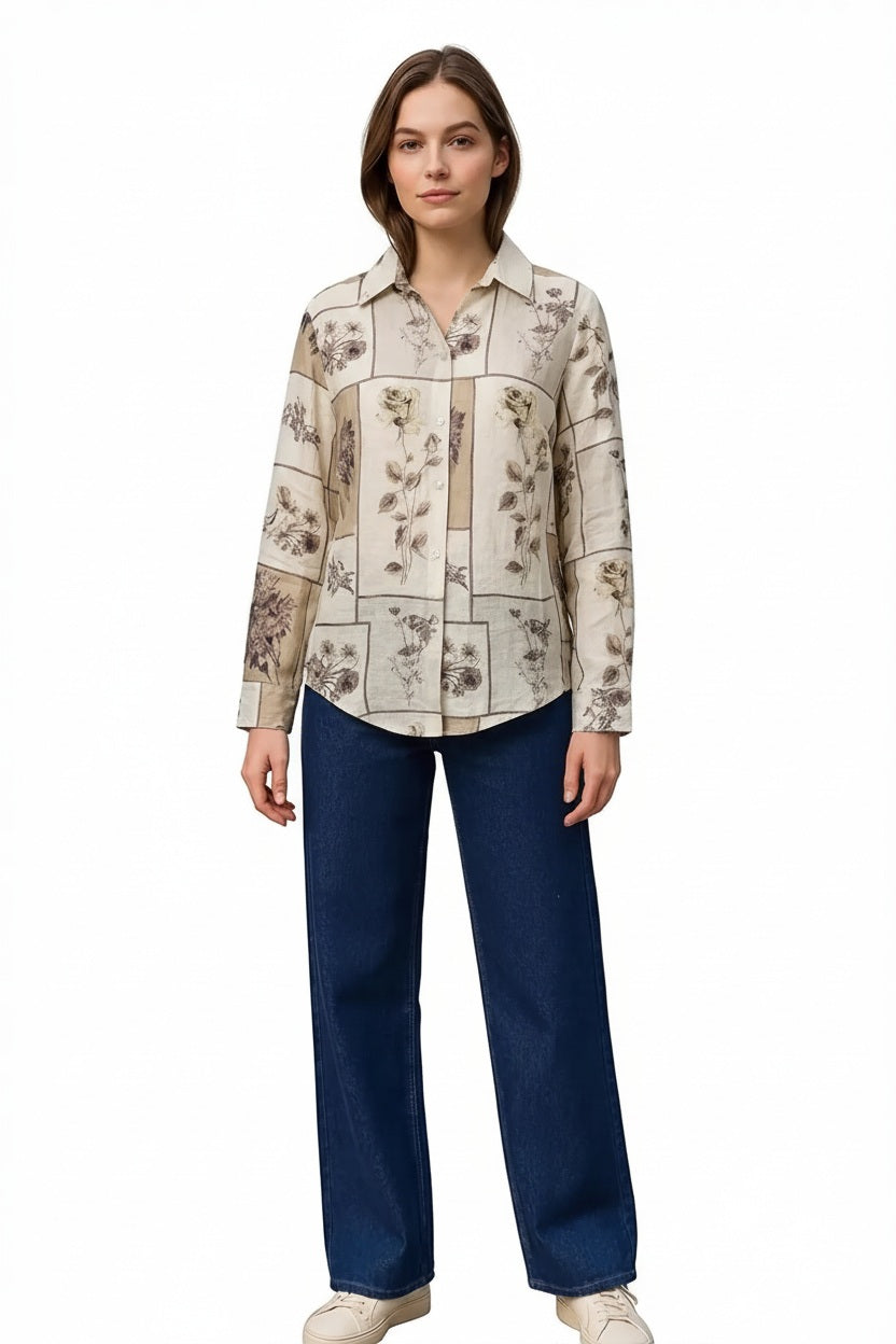 Women Lilac Graphic Polo Neck Shirt