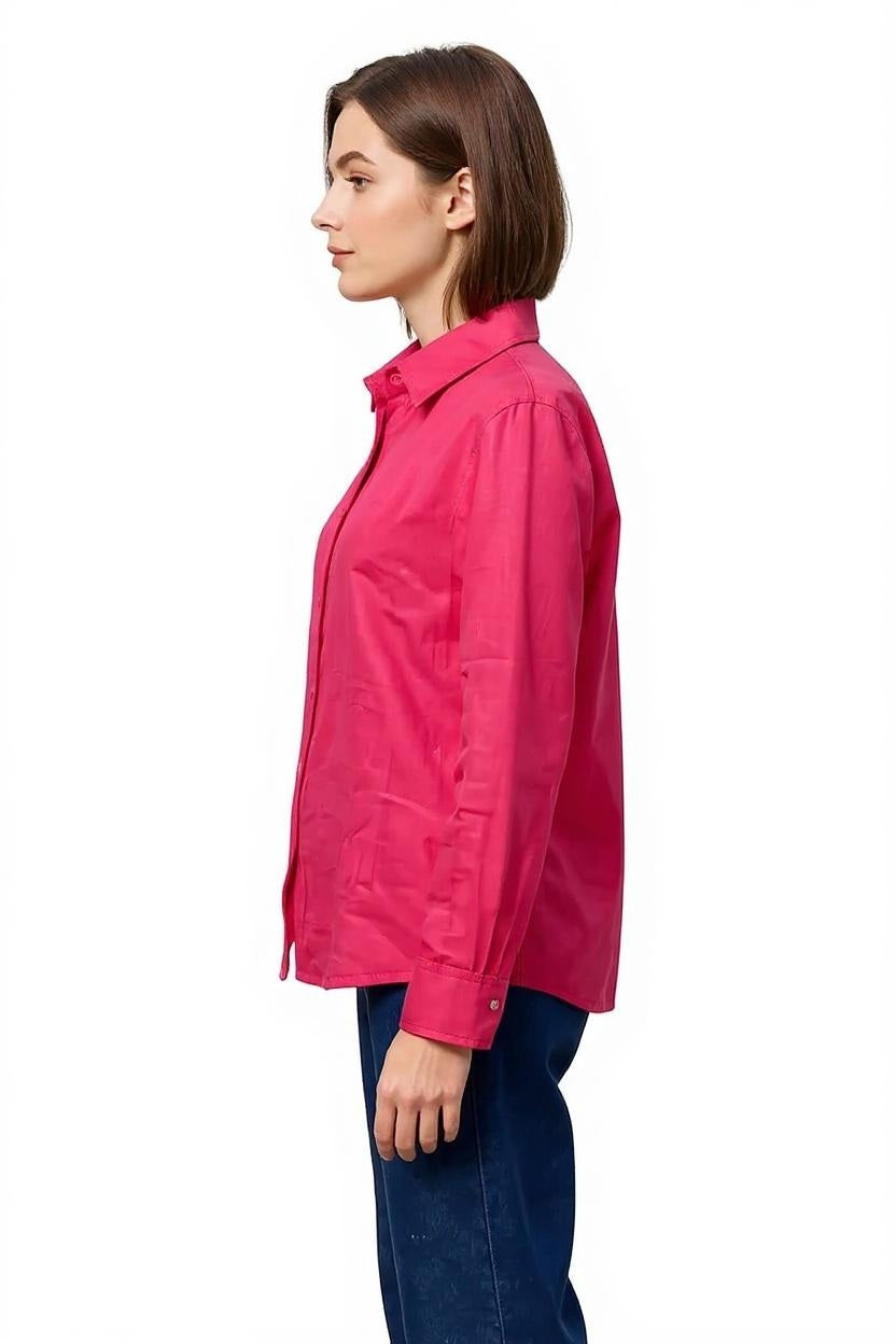 Women Solid Polo Neck Shirt