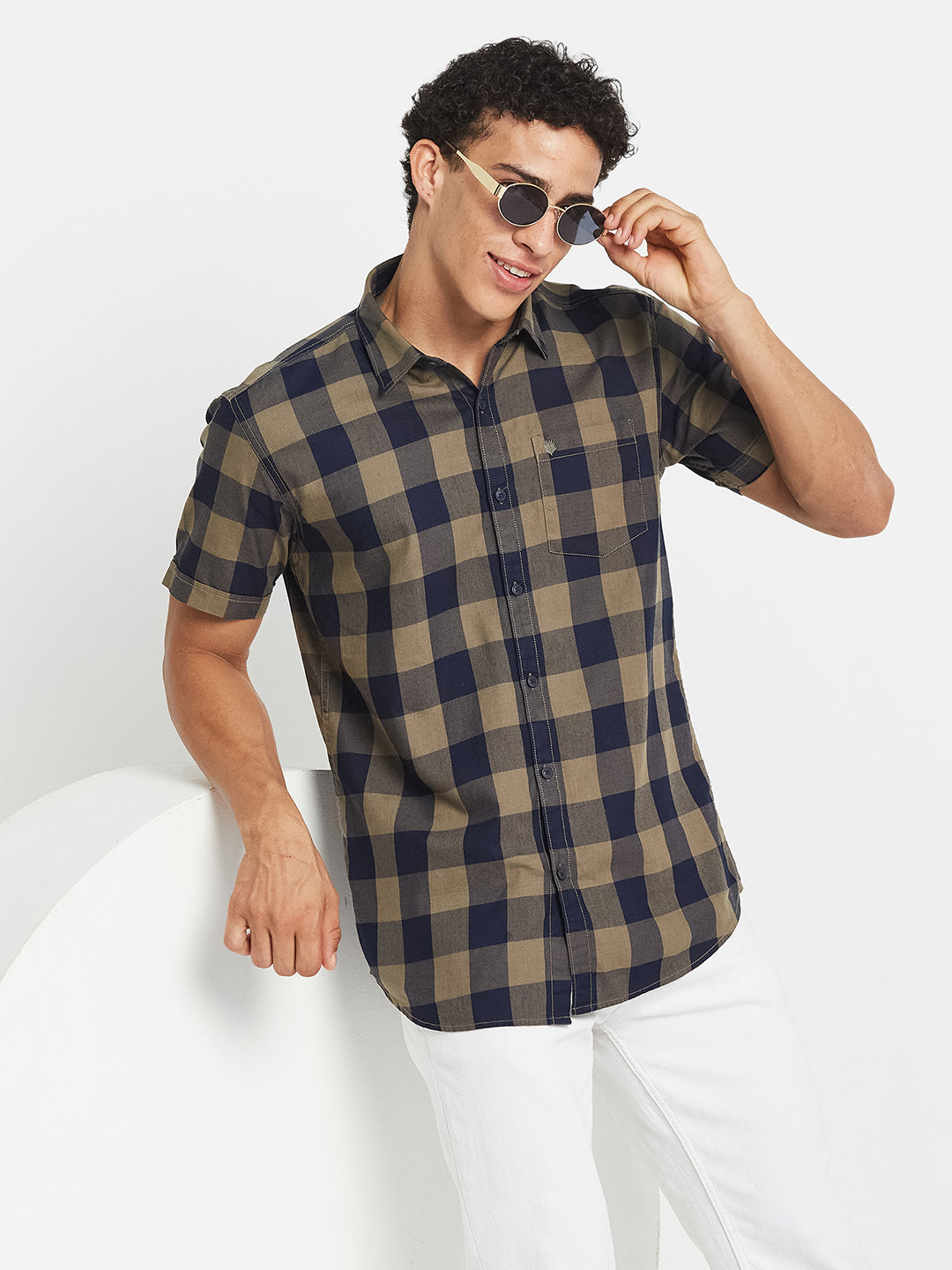 METTLE SS25 Striped Cotton Spread Collar Casual Shirt