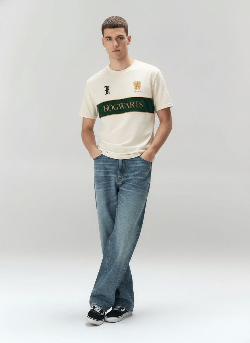 Men Off White Brand Logo Colourblocked T-shirt
