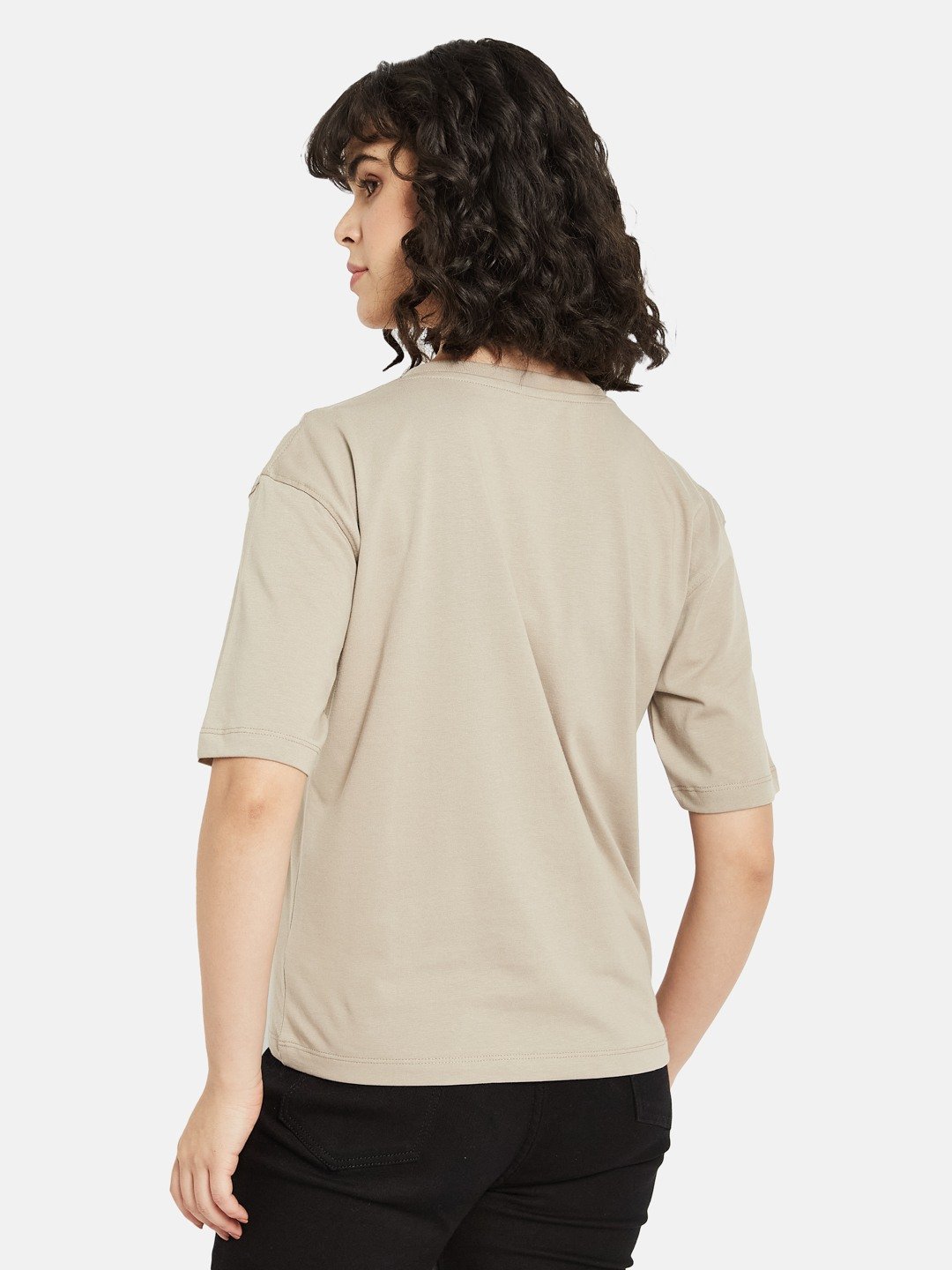 METTLE Women Graphic Printed Round Neck Cotton T-shirt