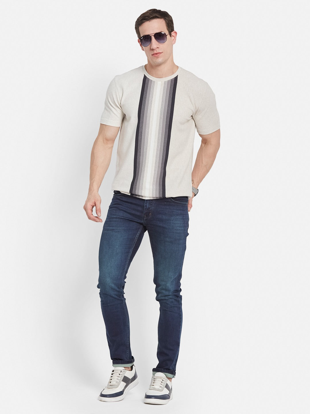 Octave Men Striped T-shirt