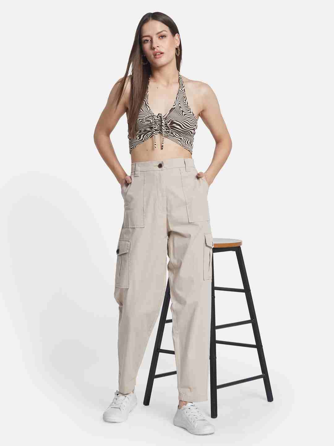 METTLE Women Cotton Cargo Trousers