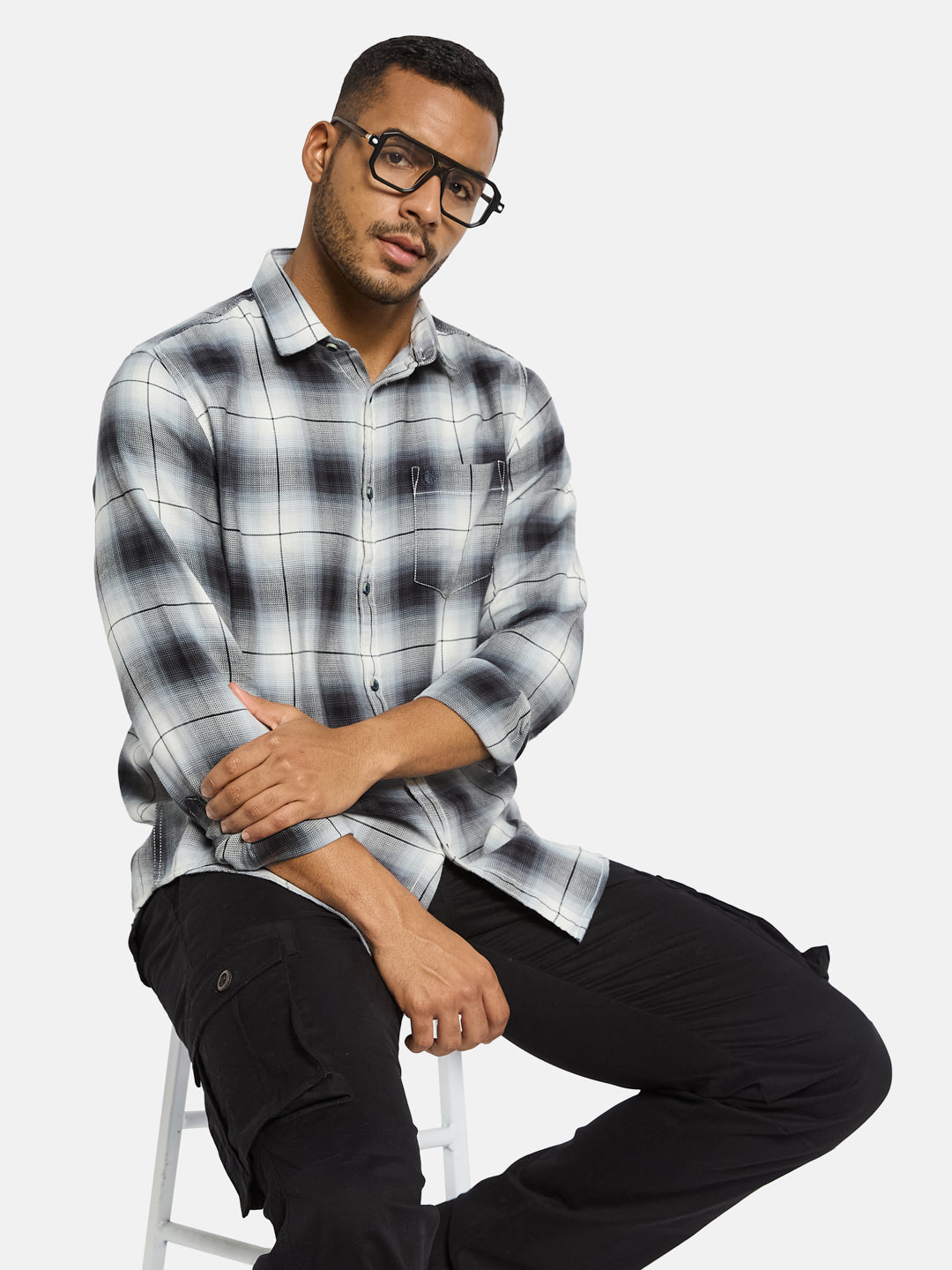 METTLE Men Opaque Checked Casual Shirt