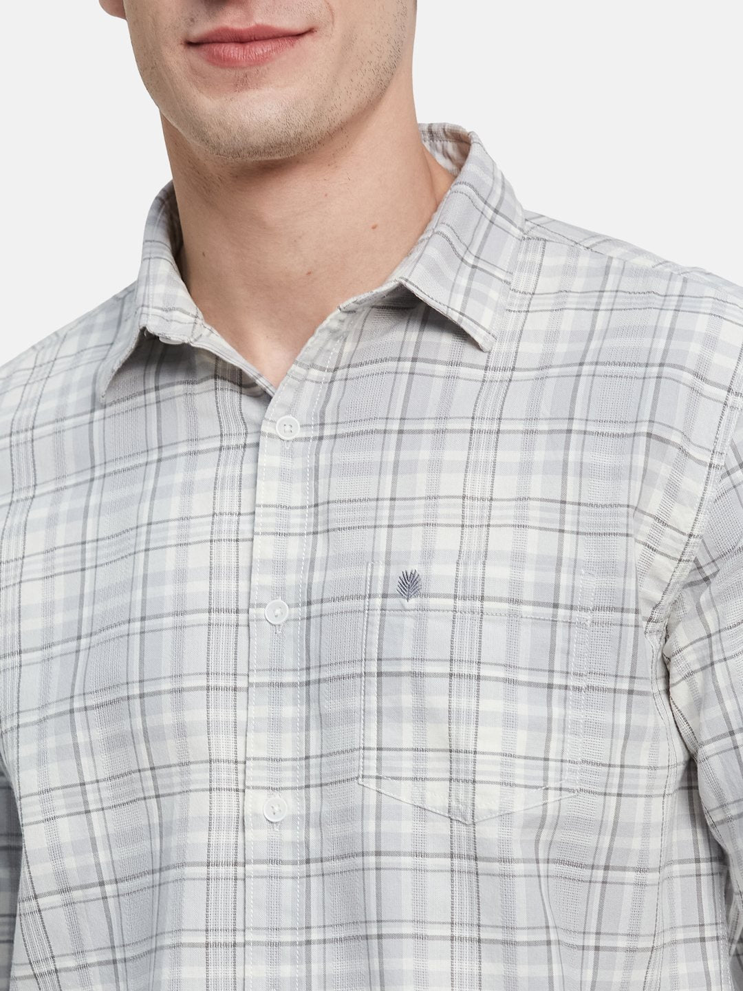 METTLE Men Spread Collar Tartan Checked Cotton Casual Shirt