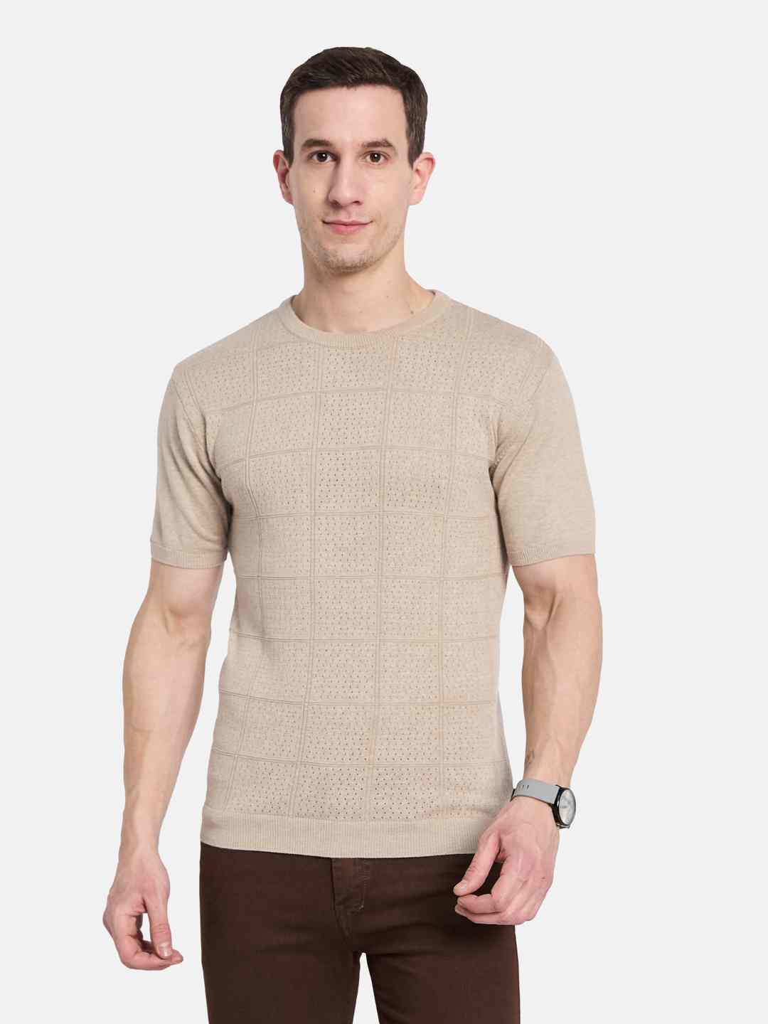 METTLE Men Checked T-shirt