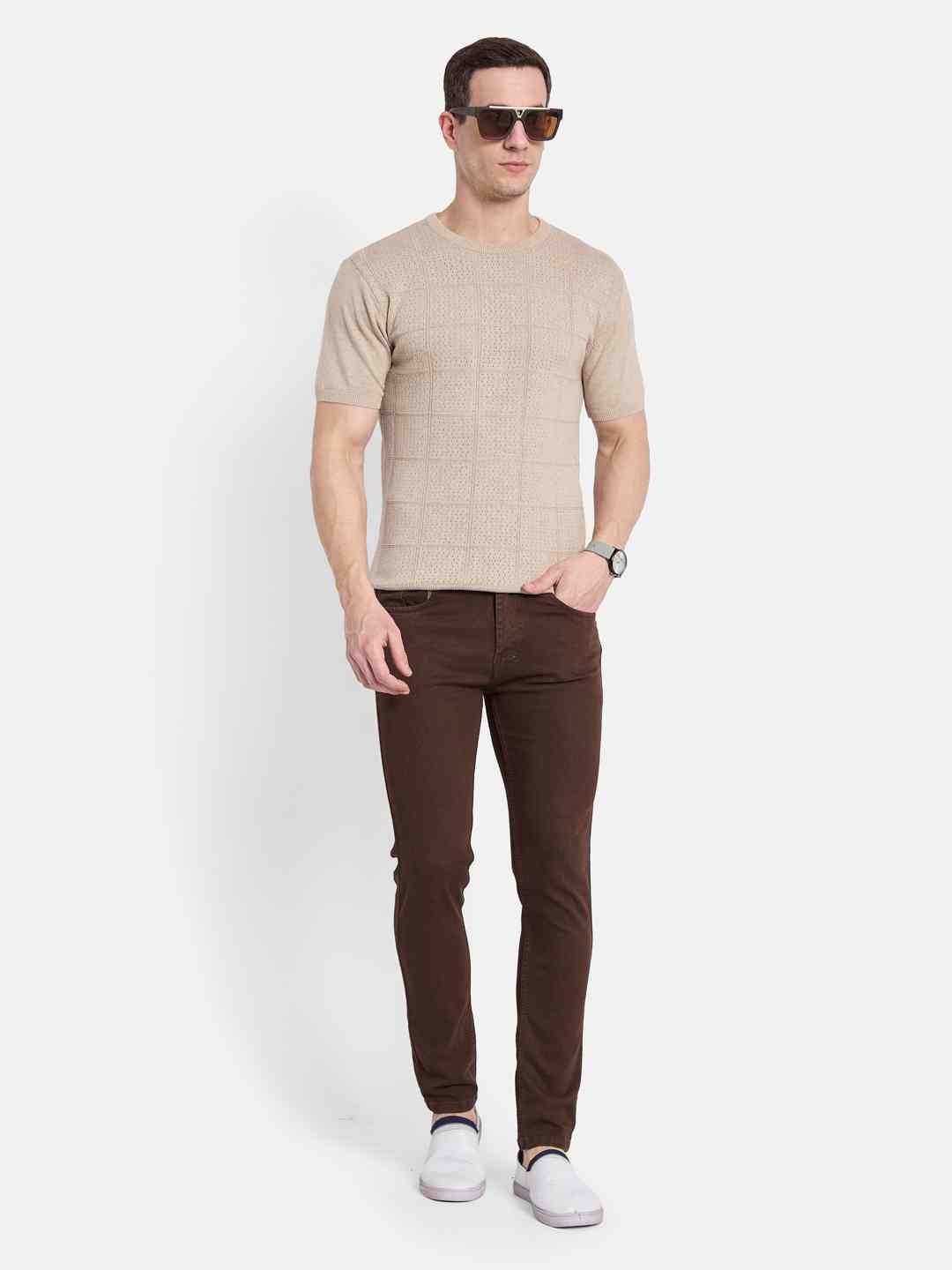 METTLE Men Checked T-shirt