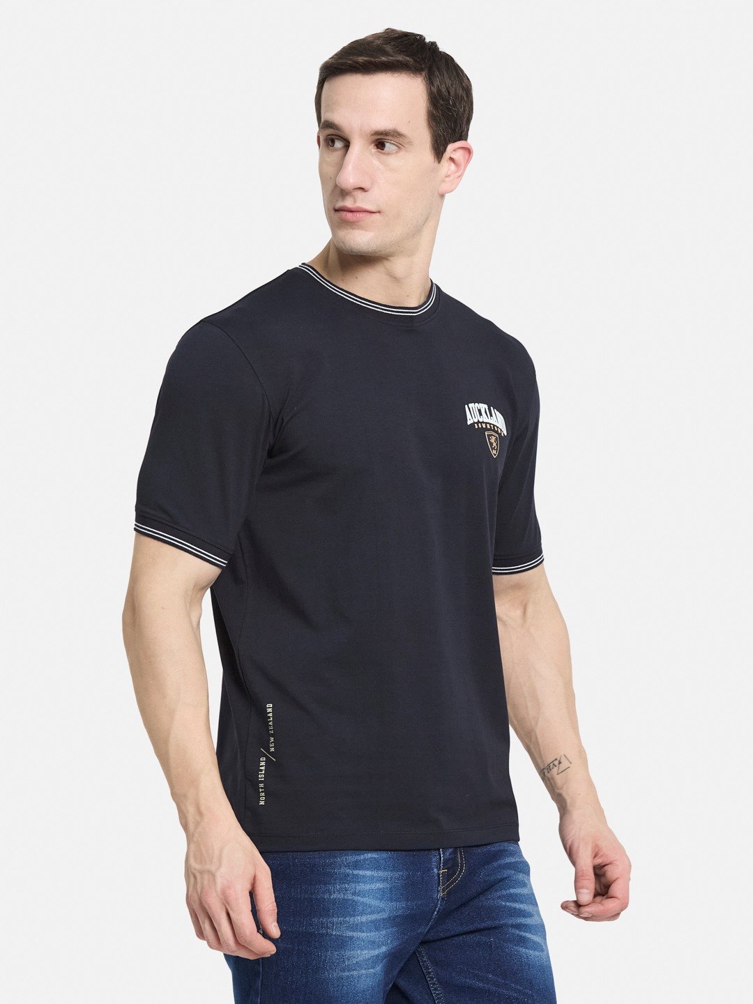 BACK  PRINT ROUND NECK SINGLE JERSEY KNIT LYCRA  T-SHIRT