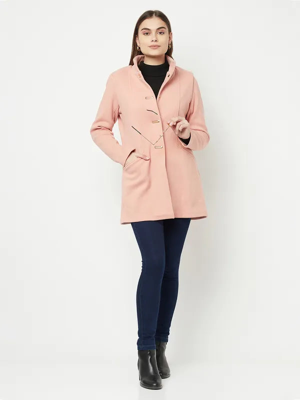 Women Suede Pink Coat