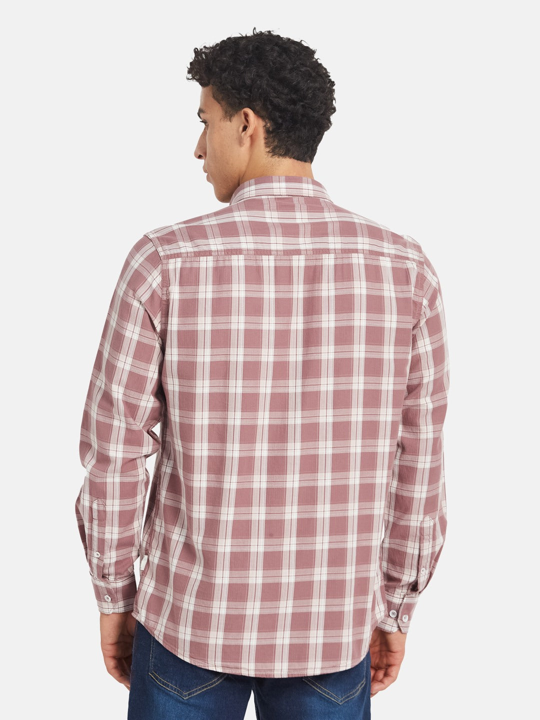METTLE SS25 Checked Spread Collar Cotton Casual Shirt