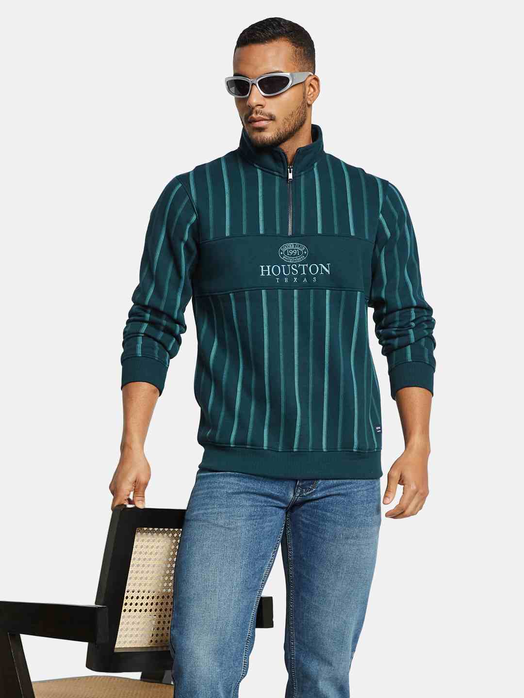 Octave Men Striped Sweatshirt