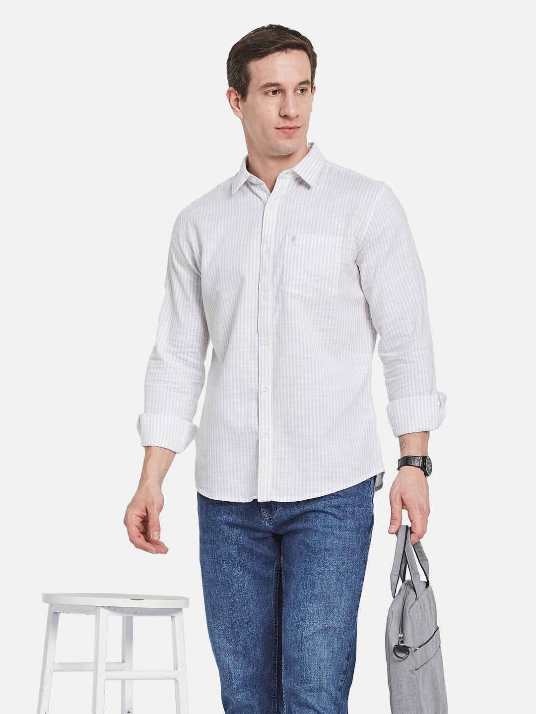 METTLE Men Multi Striped Regular Fit Casual Cotton Shirt