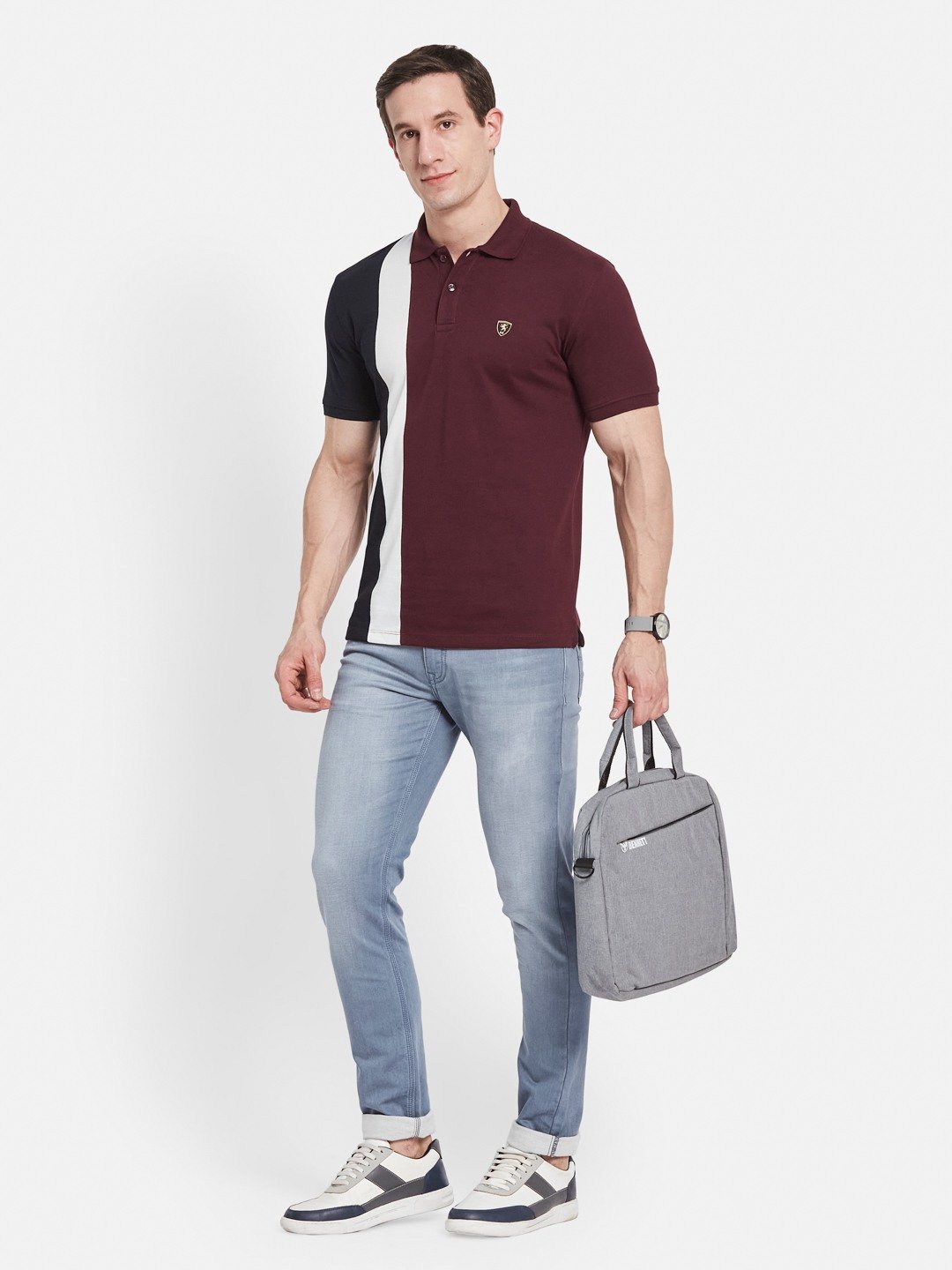 CUT N SEW POLO NECK PIQUE  T-SHIRT