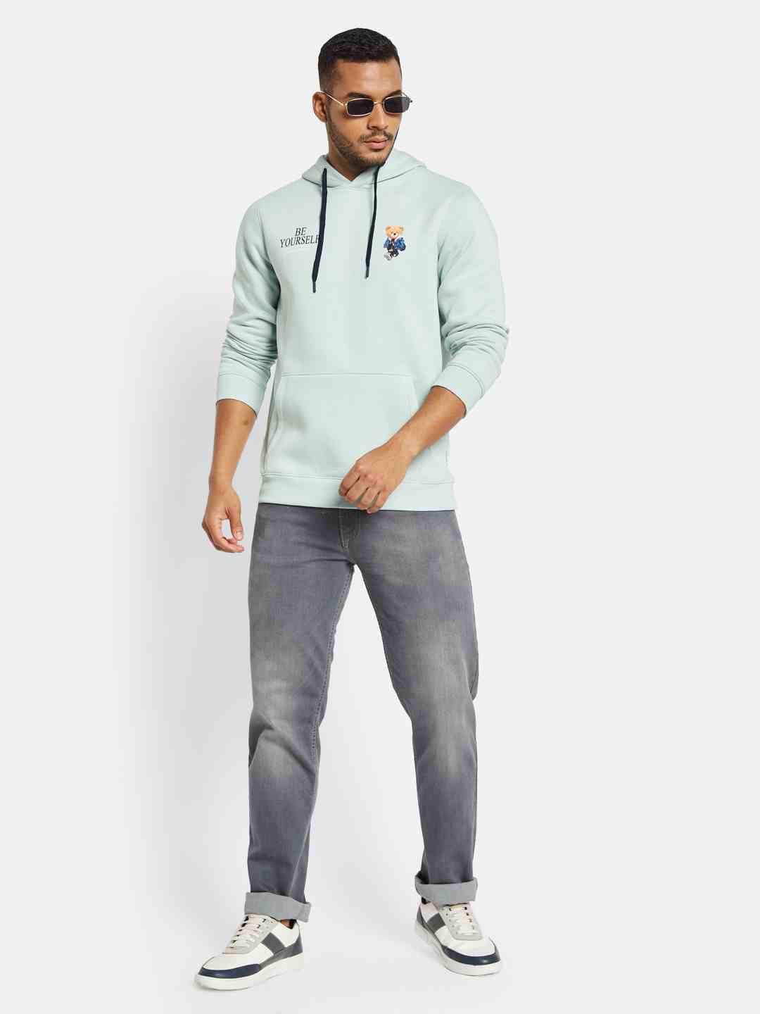Octave Men Printed Hooded Sweatshirt