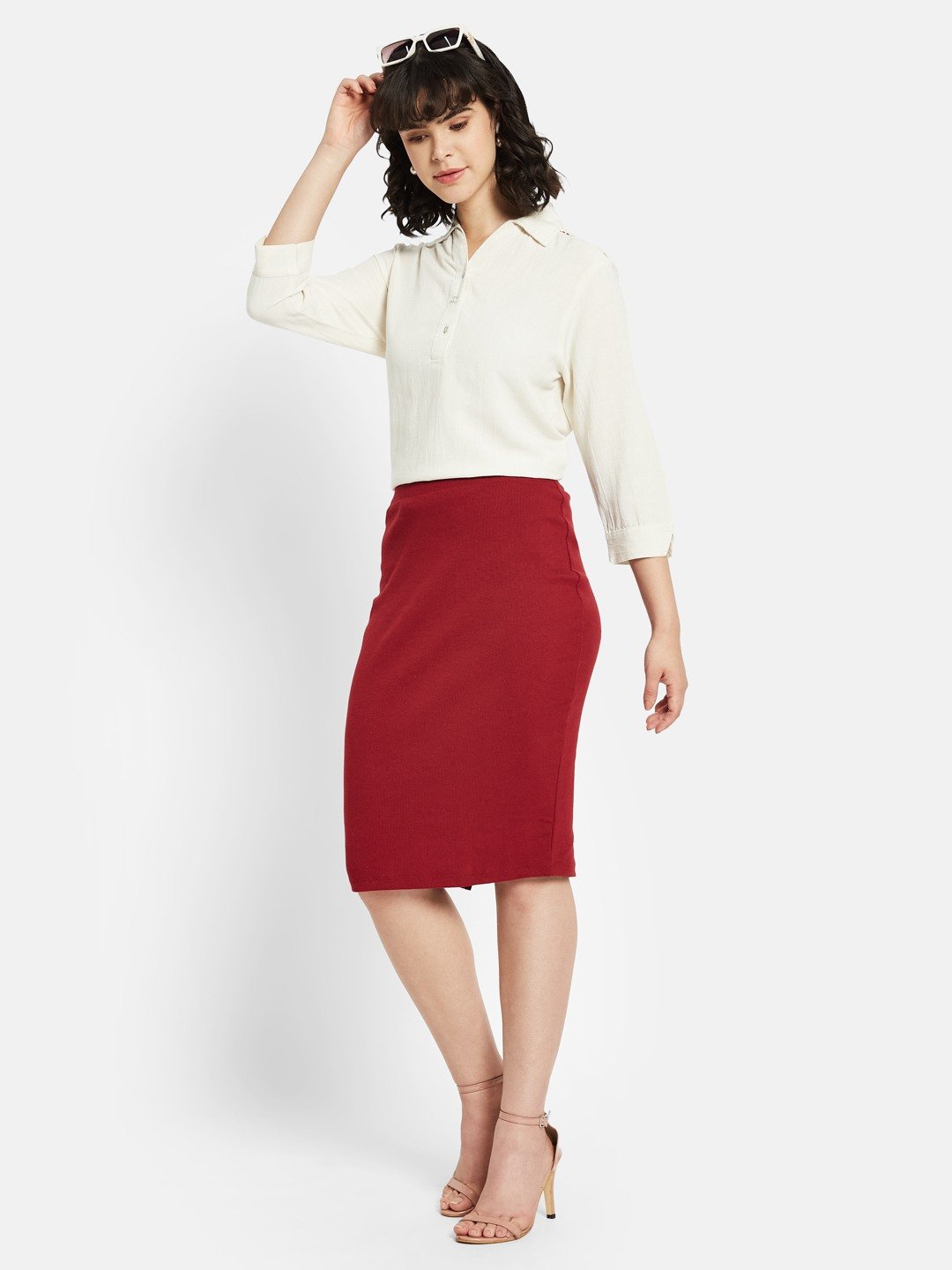 METTLE Women Natural Shirt Collar Regular Top