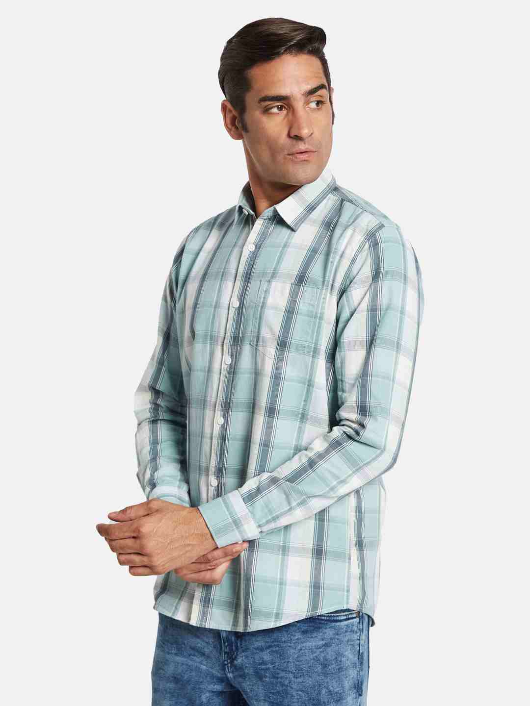 METTLE Men Opaque Checked Casual Shirt