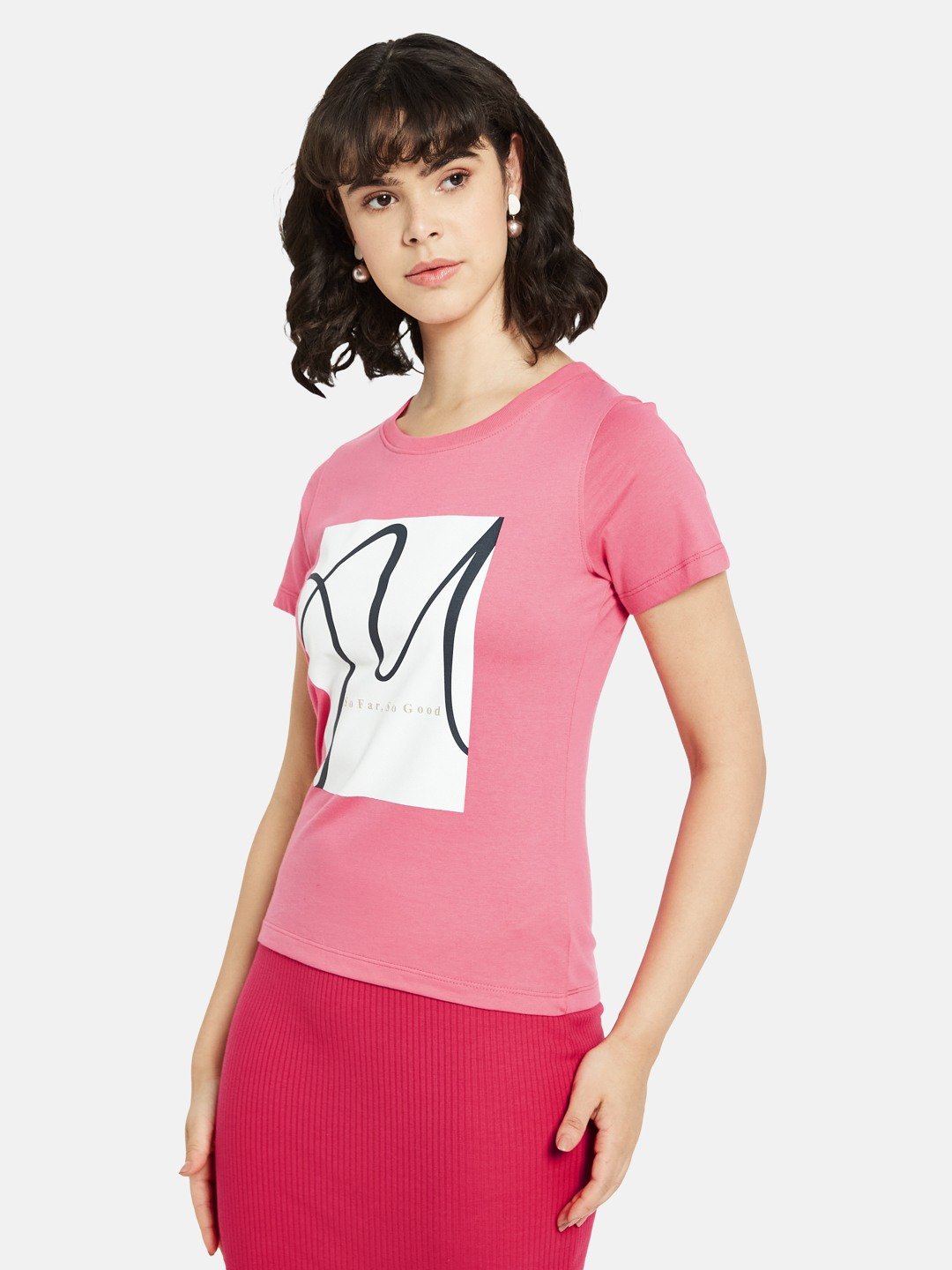 METTLE Women Graphic Printed Round Neck Cotton T-shirt