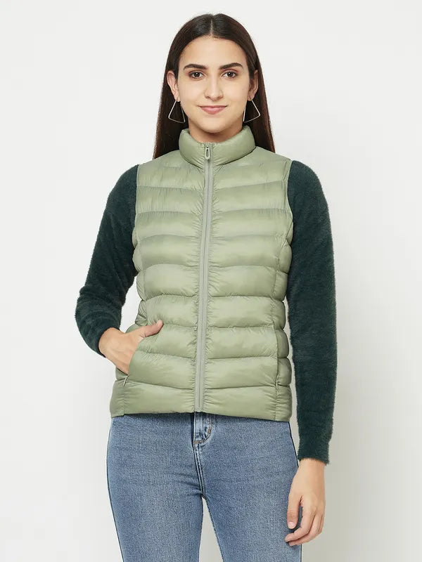 Women Misty Green Front Open Jackets