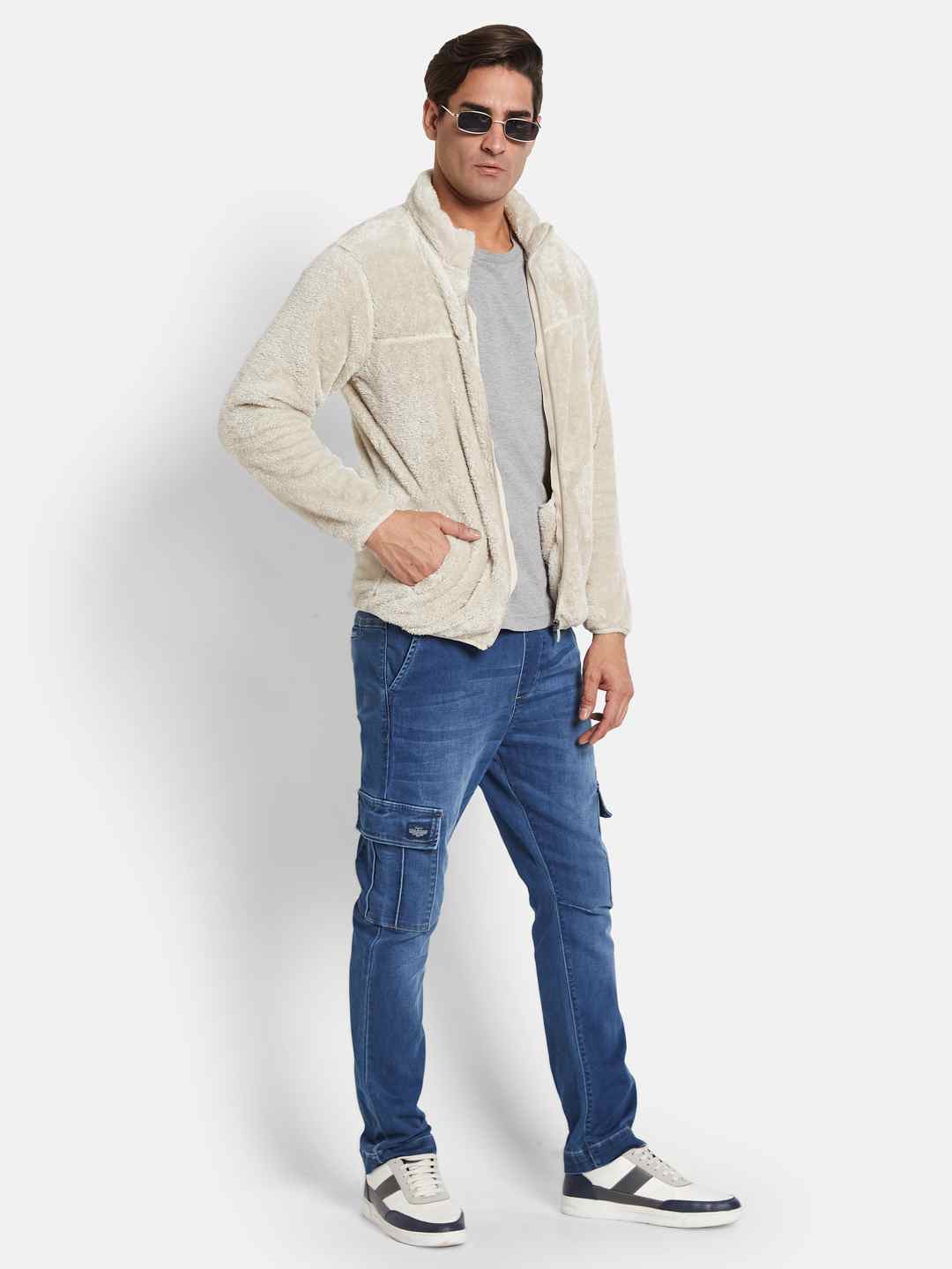 Octave Men Mock Collar Front-Open Sweatshirt