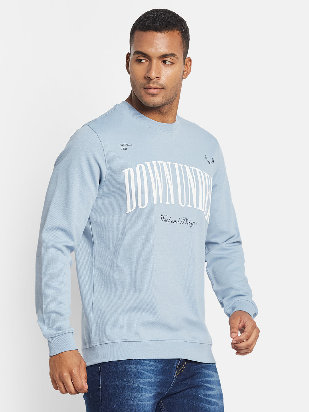 METTLE Men Printed Cotton Sweatshirt