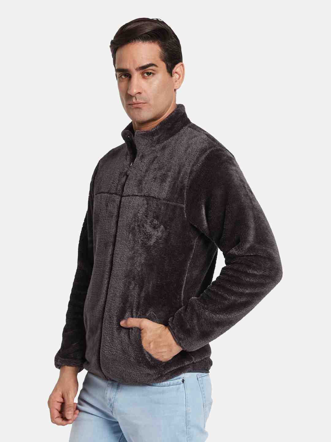 Octave Men Solid Mandarin Collar Sweatshirt