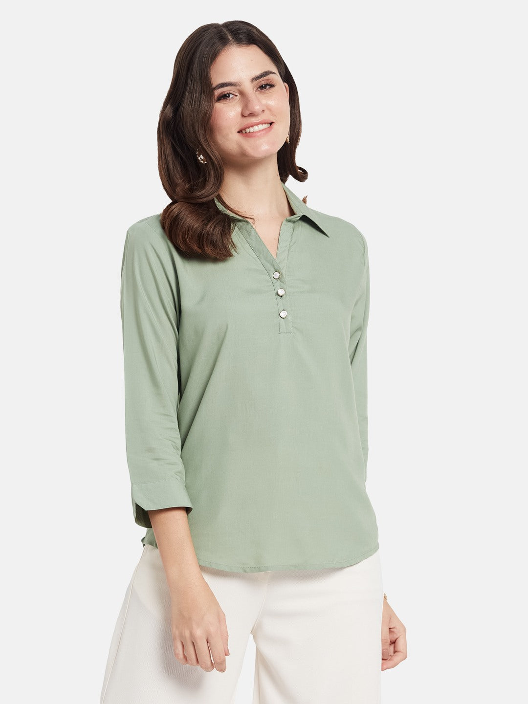 METTLE Women Shirt Style Cotton Top